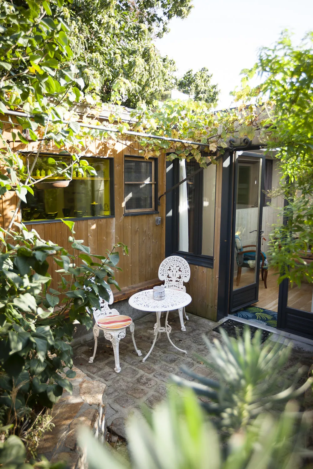 Vue aérienne de la terrasse verdoyante